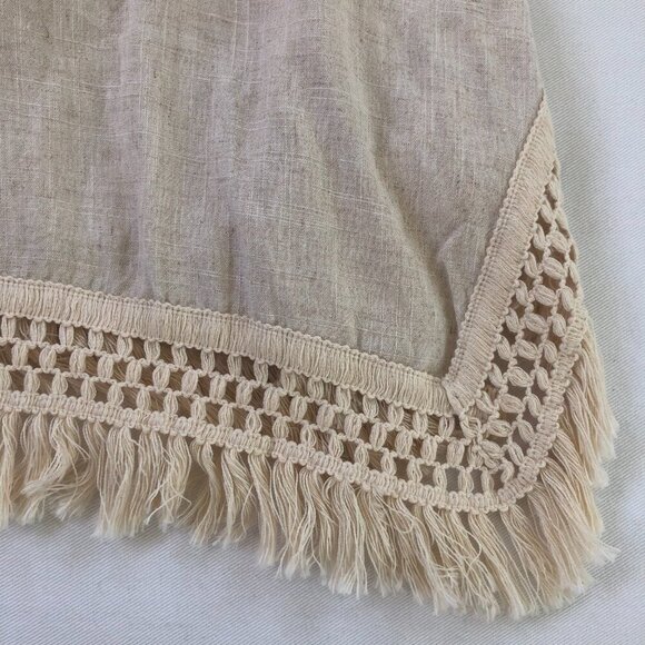 Bad Little Country Girl Tina Linen Blend Dress Crochet Fringe Hem Medium Boho - Picture 5 of 10